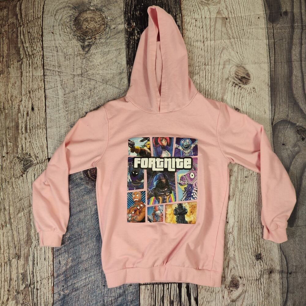 Fortnite Hoodie Pink Pullover Girls Size 7  Pink 65% Cotton 35% Polyester